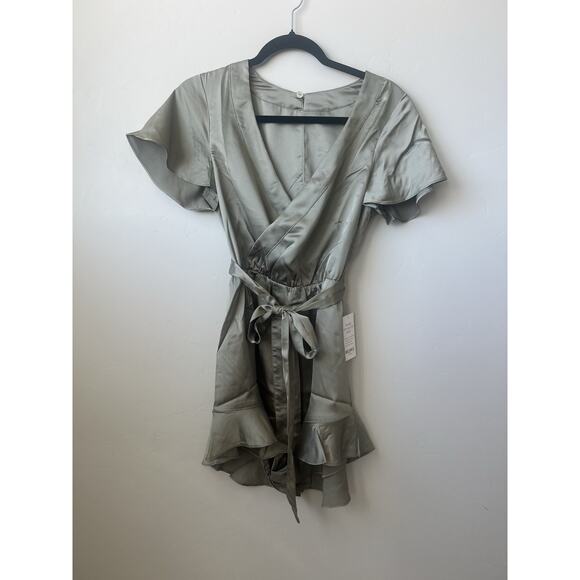 Show Me Your Mumu Say I Do Romper Moss Green Luxe Satin, Wedding Day, Spa, SZ S - Picture 3 of 8